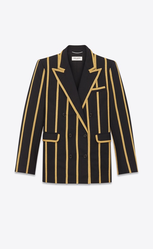Double-breasted wool jacket with braiding
